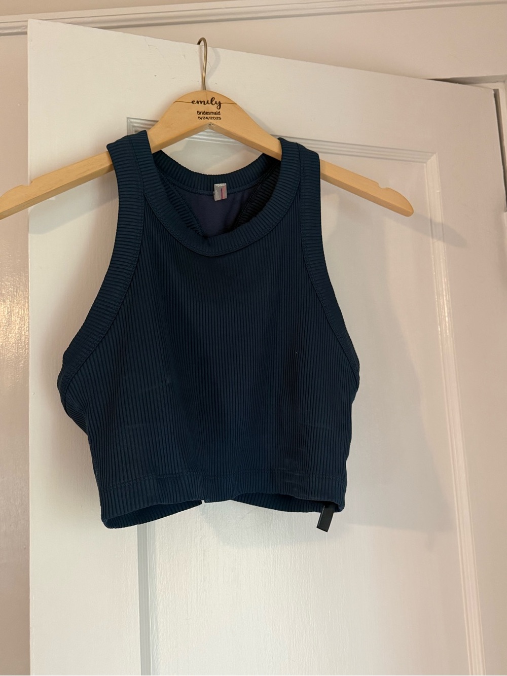 Free people Women's Navy Ribbed Crop Tank Top